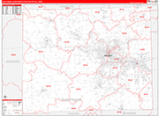 Ann Arbor Metro Area Wall Map Red Line Style